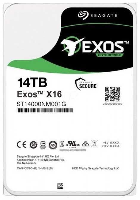 

Жесткий диск (HDD) Seagate 14Tb Exos X16, 3.5", 7.2K, 256Mb, 512e, SATA3 (ST14000NM000G)