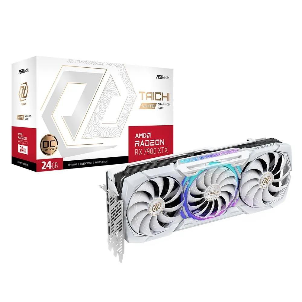 

Видеокарта ASRock AMD Radeon RX 7900 XTX Taichi White OC, 24Gb GDDR6, 384 бит, PCI-E, HDMI, 3DP, Retail (RX7900XTX TCW 24GO), Taichi White OC