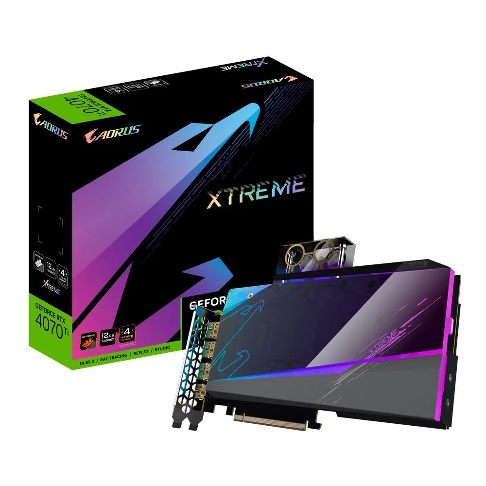 

Видеокарта GIGABYTE NVIDIA GeForce RTX 4070Ti XTREME WATERFORCE WB, 12Gb GDDR6X, 192 бит, PCI-E, HDMI, 3DP, Retail (GV-N407TAORUSX WB-12GD), XTREME WATERFORCE WB