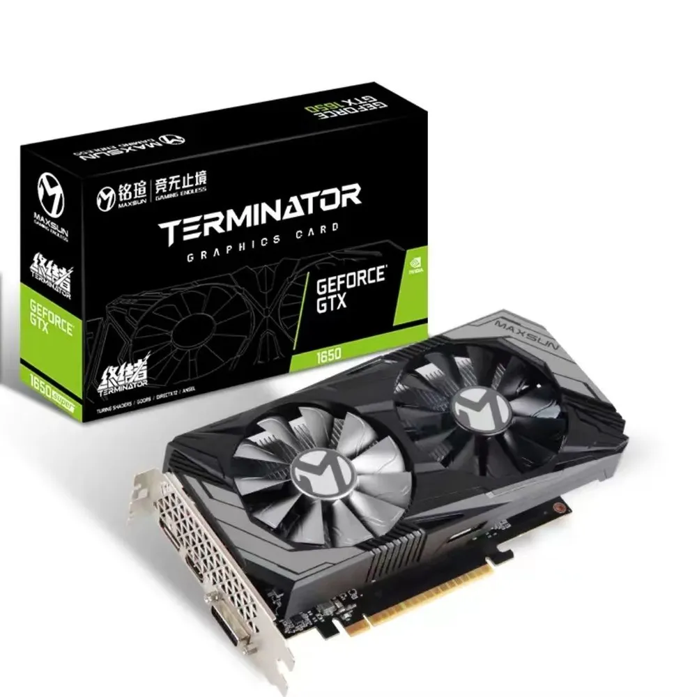 

Видеокарта Maxsun NVIDIA GeForce GTX 1650 TERMINATOR, 4Gb DDR6, 128 бит, PCI-E, DVI, HDMI, DP, Retail (GTX1650 TERMINATOR 4G), TERMINATOR