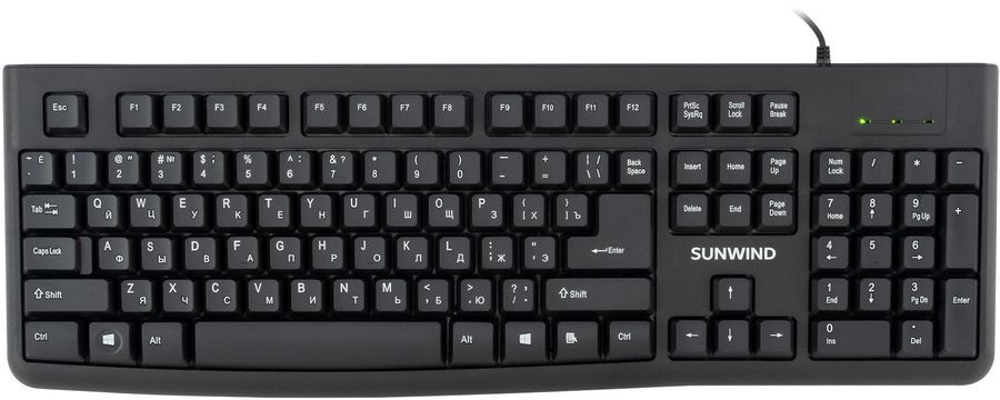 

Клавиатура проводная SunWind SW-KB200 , мембранная, USB, черный (1611559), SW-KB200