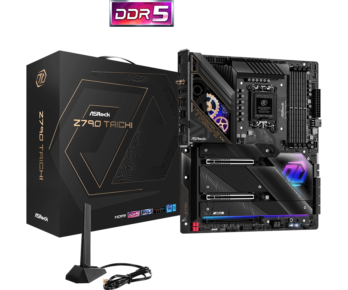 Материнская плата ASRock Z790 TAICHI, Socket1700, Intel Z790, 4xDDR5 DIMM, 2PCI-Ex16, 8SATA3, 5.1-ch, 2.5GLAN, 12 USB 3.2, 1 USB Type-C, HDMI, EATX, Retail