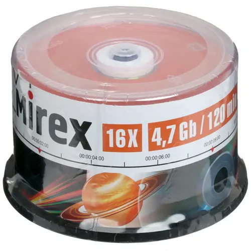 Диск Mirex DVD+R 4.7Gb, 16x, Cake Box (50 шт)