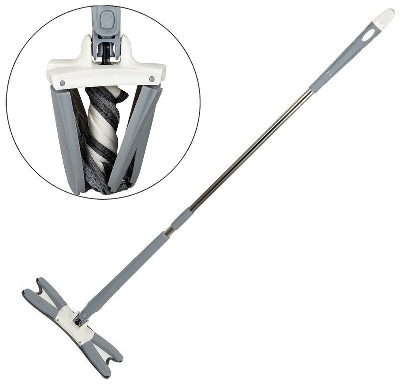 

Швабра Leonord Mop X, отжим, гибкая нижняя часть, ручка 1.3 м, насадок: 1 шт., серый/белый/серебристый (310458), Mop X