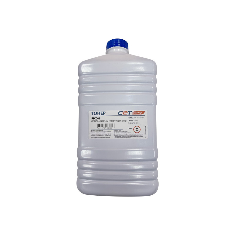 Тонер CET KR1C, бутыль 500 г, синий, совместимый для Ricoh MPC2003 (CET111128C-500)