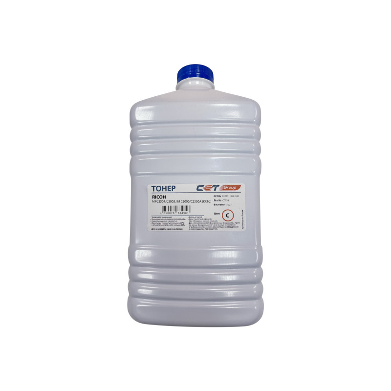 

Тонер CET KR1C, бутыль 500 г, синий, совместимый для Ricoh MPC2003 (CET111128C-500), KR1C