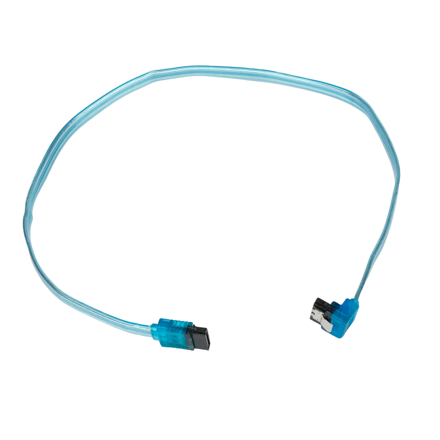 Шлейф SATA 7pin(M)-SATA 7pin(M) Cablexpert, 50 см, угловой/прямой, прозрачный/защелка, синий (CC-SATAM-DATA90-TR-50CM)