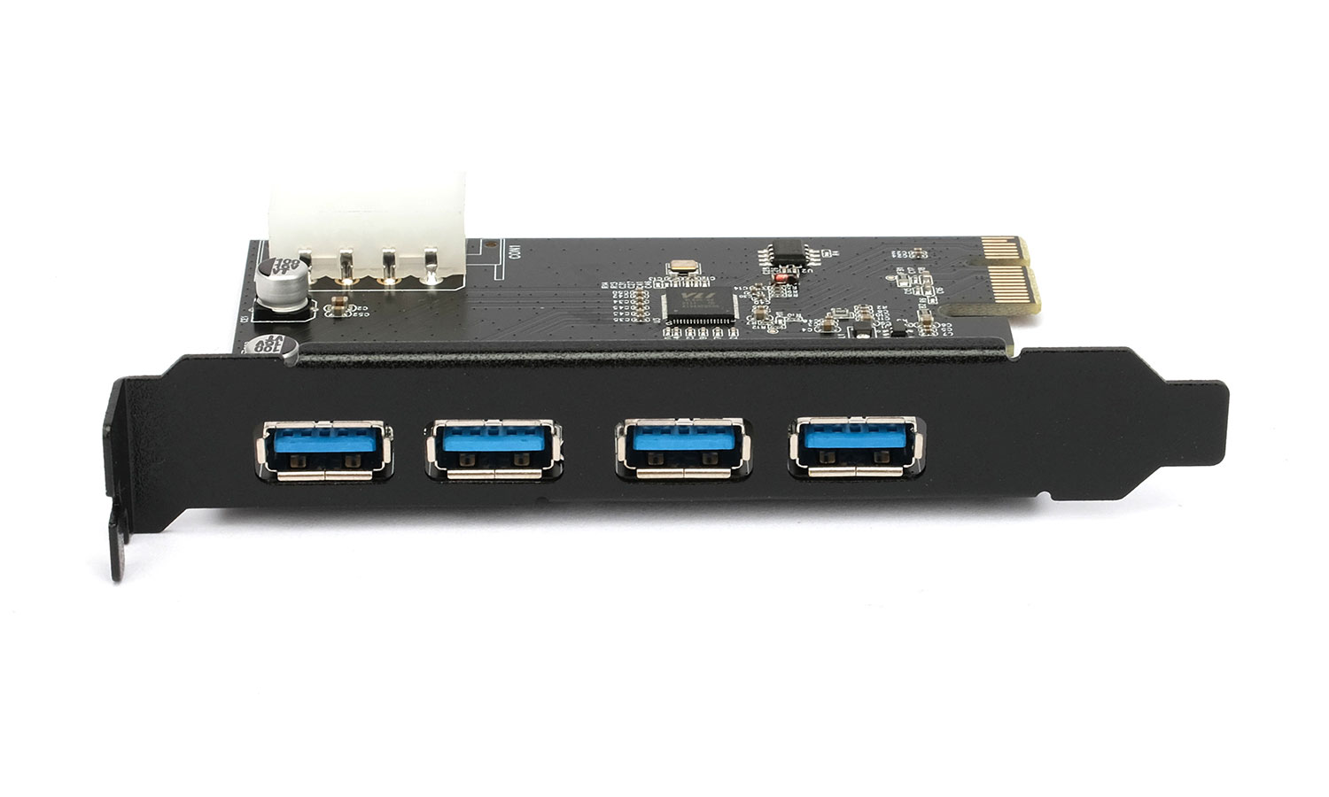 Контроллер USB 3.0 Gembird SPCR-04, внешние порты: 4xUSB 3.0, внутренние порты: 1xMolex, PCI-Ex1, Retail (SPCR-04)