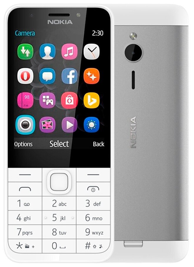 

Мобильный телефон Nokia 230 Dual Sim, 2.8" TN, 16Mb RAM, 32Mb, 2-Sim, 1200 мА·ч, серебристый/белый (A00026972), 230 Dual Sim