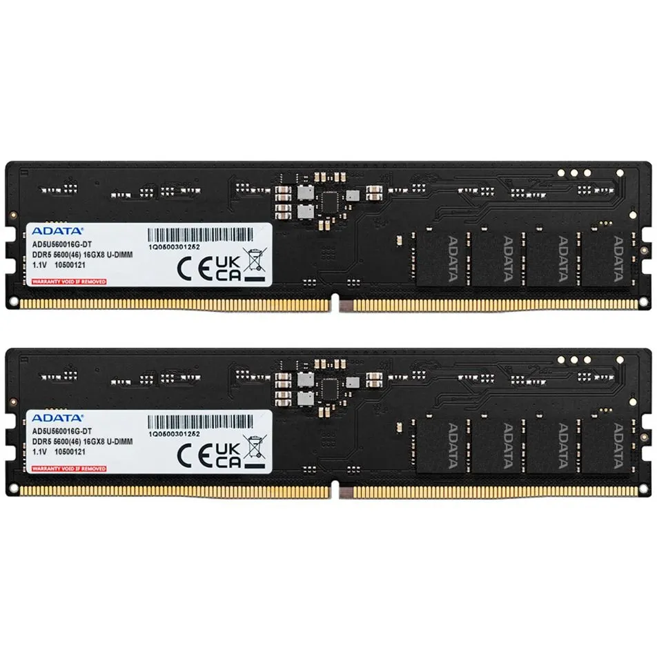 

Комплект памяти DDR5 DIMM 32Gb (2x16Gb), 5600MHz, CL46, 1.1V, ADATA (AD5U560016G-DT) Retail, AD5U560016G-DT