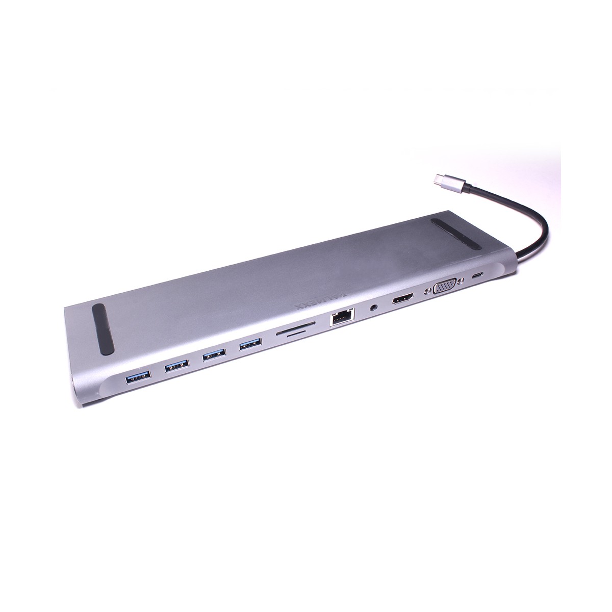 Хаб (разветвитель) Palmexx, 3xUSB 3.0, 1xUSB-C, серебристый + HDMI+VGA+CR+LAN (PX/HUB-DST-10IN1)