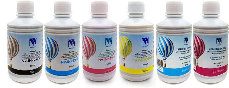 

Чернила NV-Print, 6 шт. x 250 мл, голубой/пурпурный/желтый/светло-голубой/светло-пурпурный/черный, совместимые, сублимационные (NV-INK250Sb6)