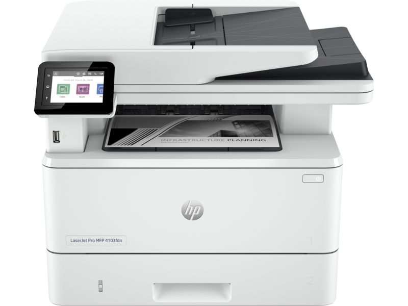 

МФУ лазерный HP LaserJet Pro 4103fdn, A4, ч/б, 40 стр/мин (A4 ч/б), 1200x1200 dpi, дуплекс, ДАПД-50 листов, факс, сетевой, USB, белый/черный (2Z628A), 4103fdn