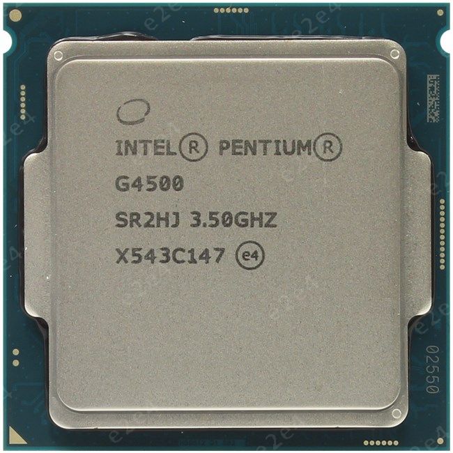 Процессор Intel Pentium-G4500 Skylake (2015), 2C/2T, 3500MHz 3Mb TDP-51W Socket1151 BOX (BX80662G4500SR2HJ) б/у, с внутреннего использования, следы монтажа, без термопасты, неоригинальная упаковка