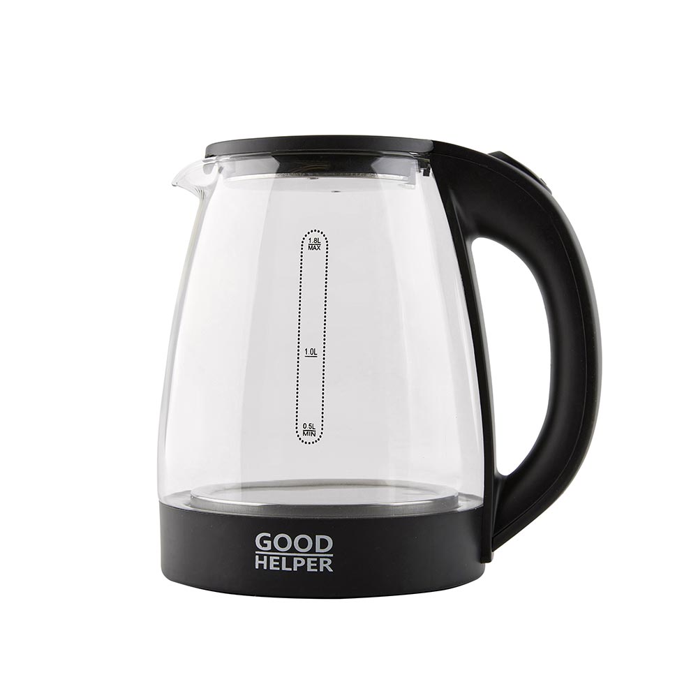 

Чайник электрический GOODHELPER KG-18B01 1.8л. 1.5 кВт, стекло/пластик, черный, KG-18B01