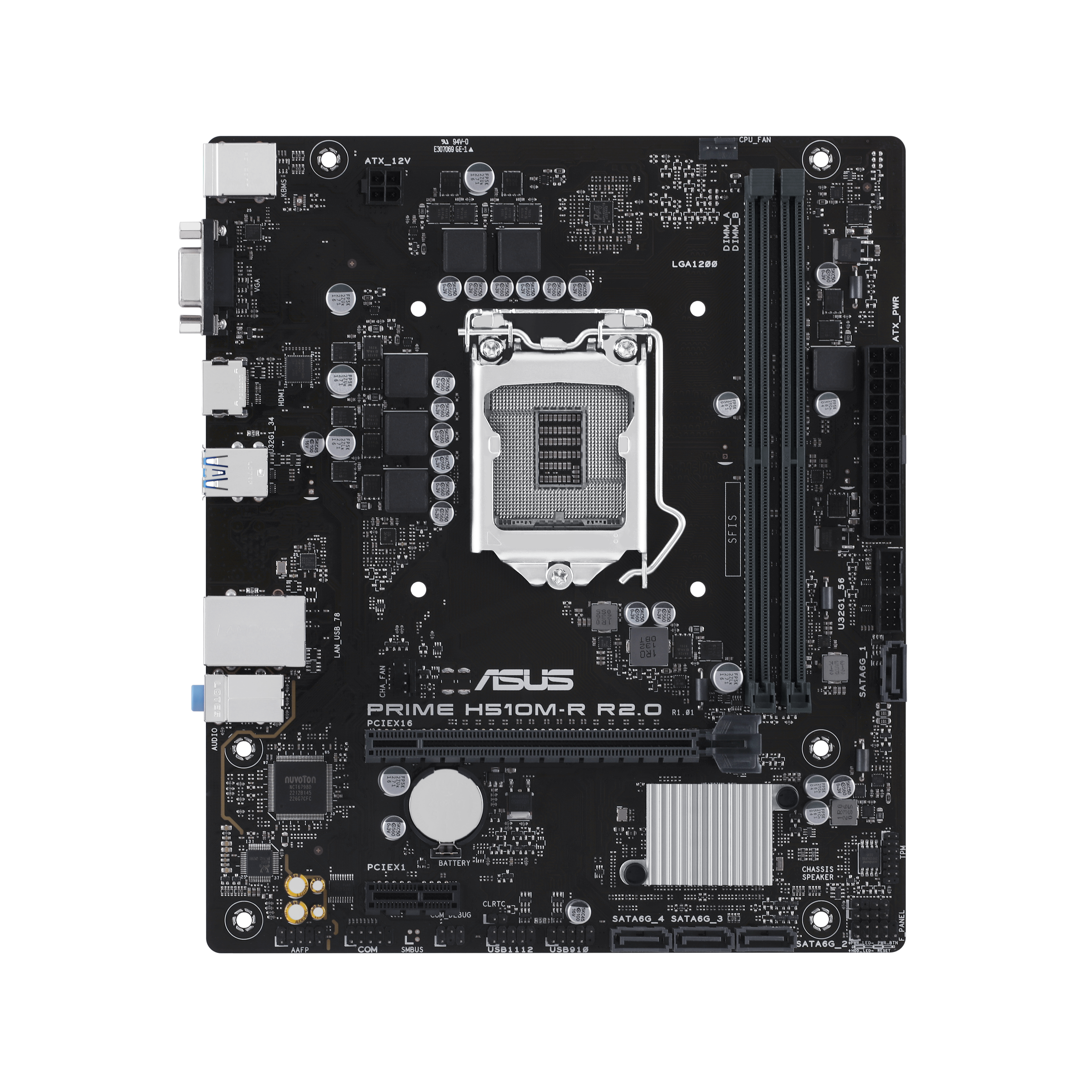 

Материнская плата ASUS PRIME H510M-R R2.0-SI, Socket1200, Intel H470, 2xDDR4, PCI-Ex16, 4SATA3, 7.1-ch, GLAN, 4 USB 3.2, VGA, HDMI, mATX, Bulk, PRIME H510M-R R2.0-SI