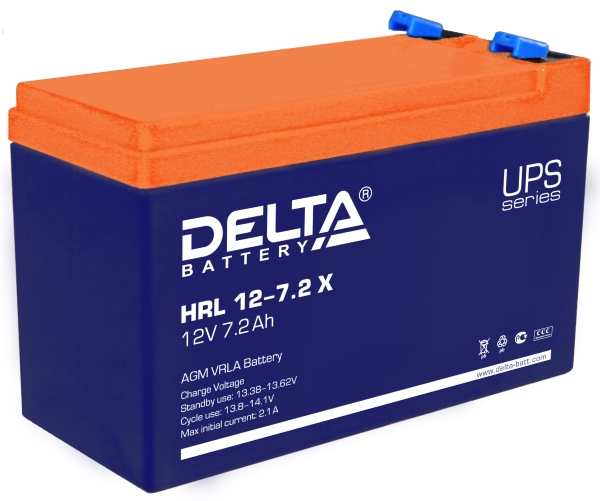 

Комплект. Аккумуляторная батарея Delta HRL12-7,2 Х, 12V, 7.2Ah 10 шт., Синий/оранжевый, HRL12-7,2 Х