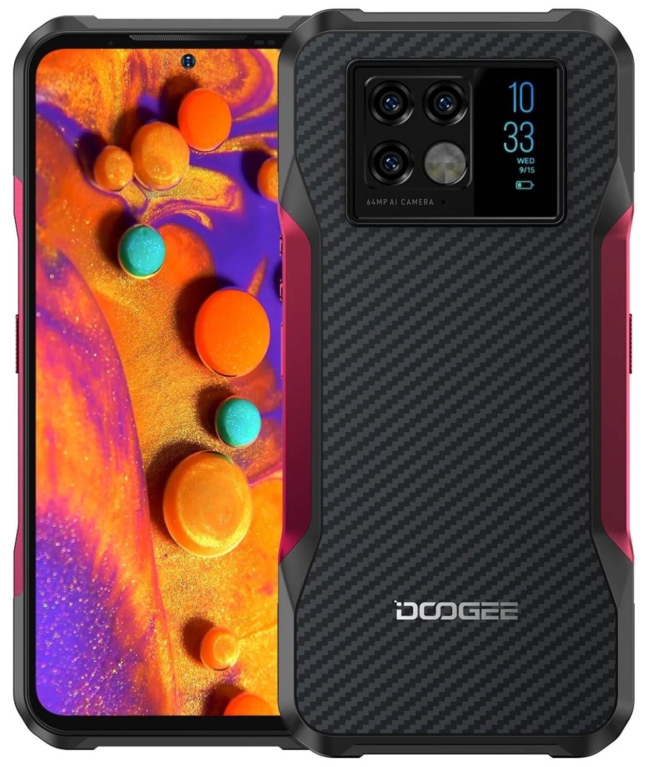 

Смартфон DOOGEE V20, 6.43" 1080x2400 AMOLED, MediaTek Dimensity 700, 8Gb RAM, 256Gb, 3G/4G, NFC, Wi-Fi, BT, 3xCam, 2-Sim, 6000 мА⋅ч, USB Type-C, Android 11, красный (V20_Wine Red), V20