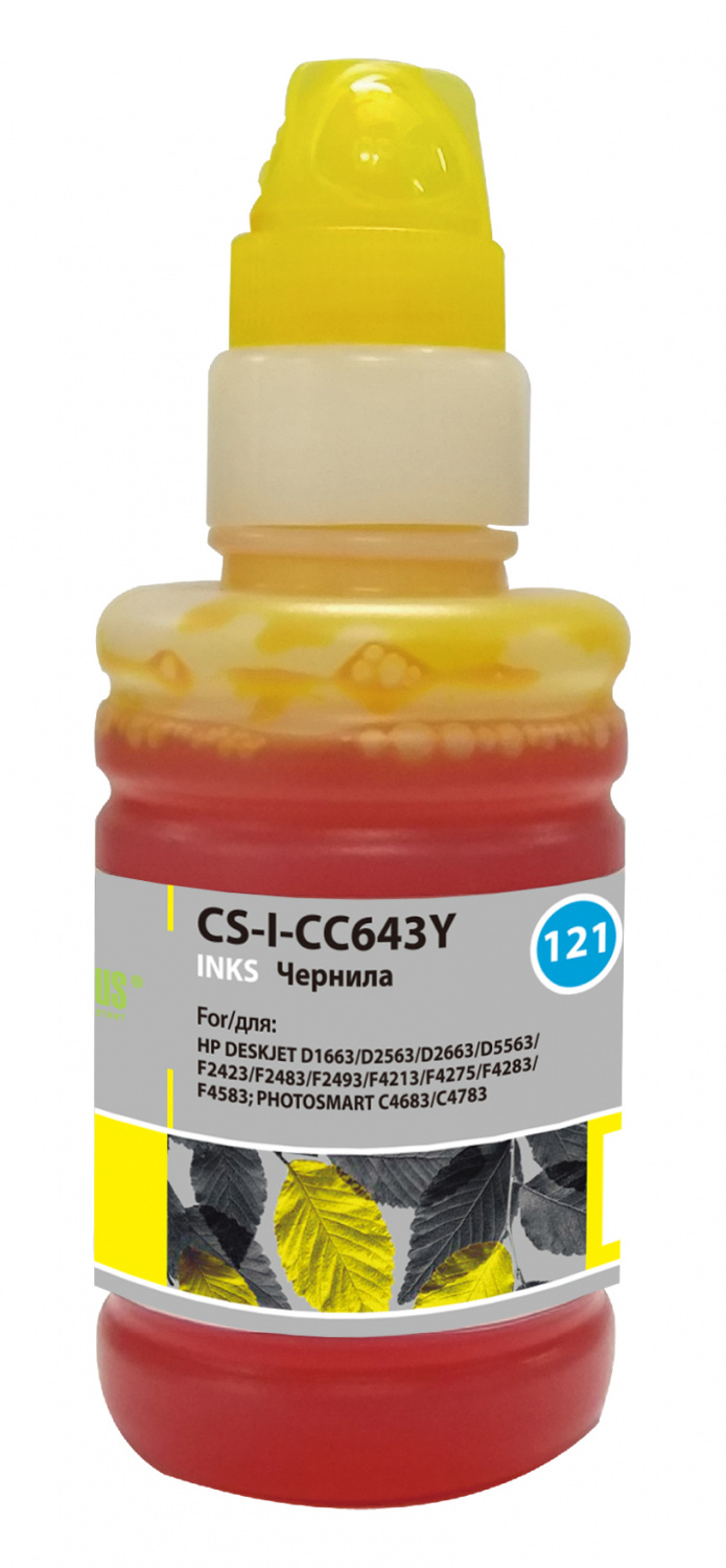

Чернила Cactus CS-I-CC643Y, 100 мл, желтый, совместимые для DeskJet D1663 / D2563 / D2663 / D5563 / F2423 / F2483 / F2493, CS-I-CC643Y
