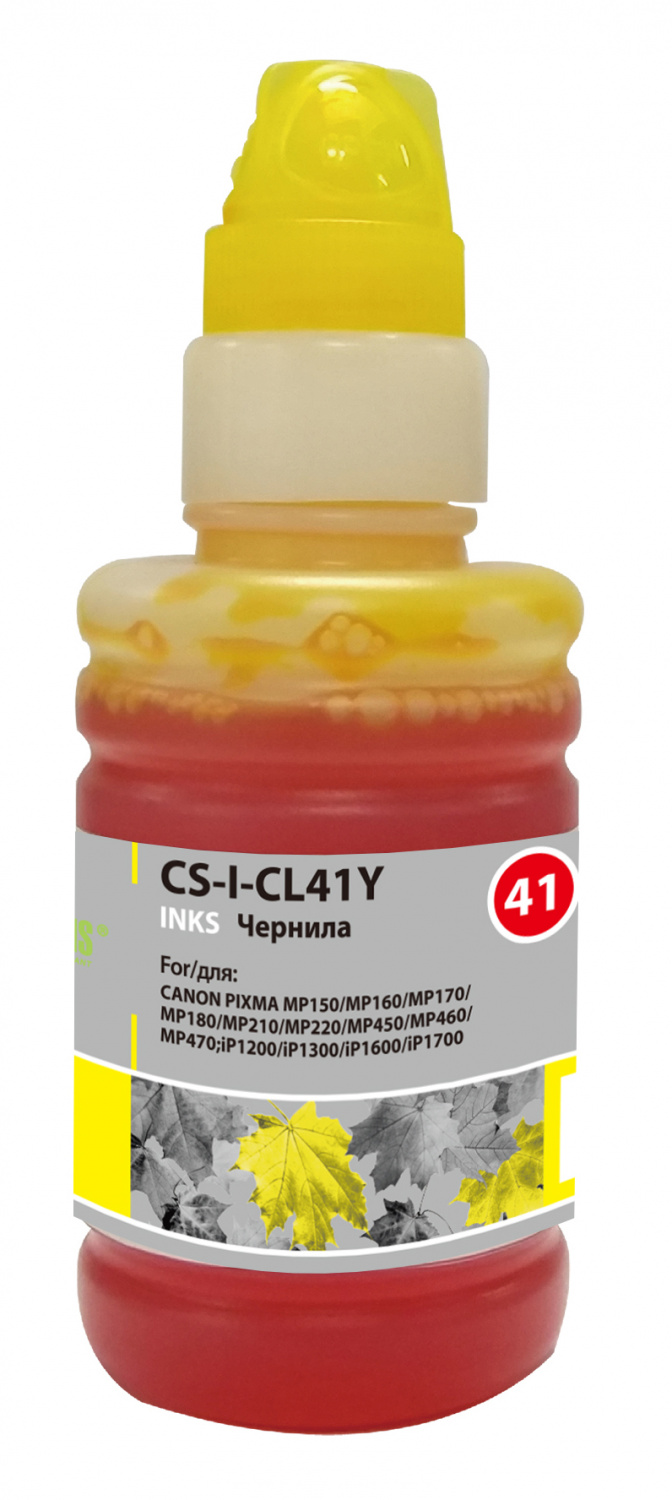 

Чернила Cactus CS-I-CL41Y, 100 мл, желтый, совместимые для Canon Pixma MP150 / MP160 / MP170 / MP180 / MP210, CS-I-CL41Y
