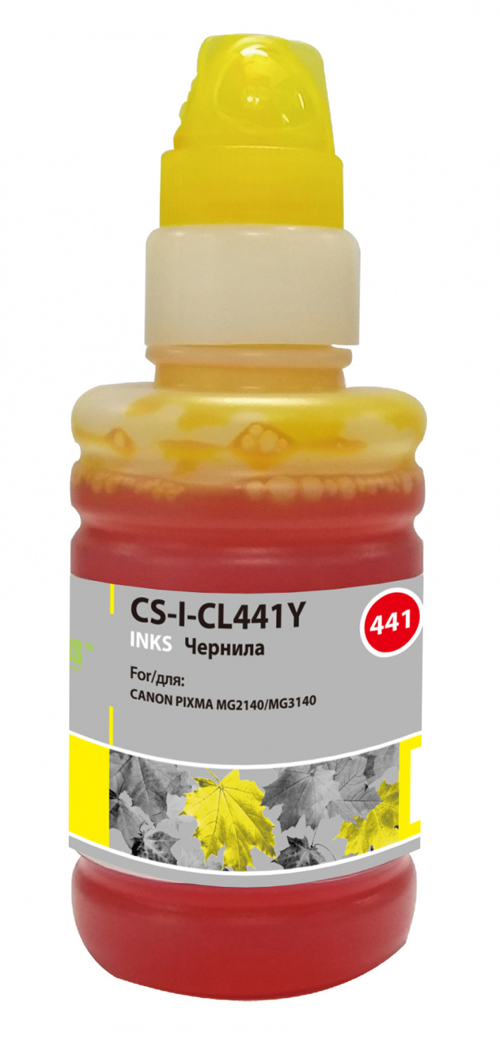 

Чернила Cactus CS-I-CL441Y, 100 мл, желтый, совместимые для Canon Pixma MG2140 / MG3140, CS-I-CL441Y