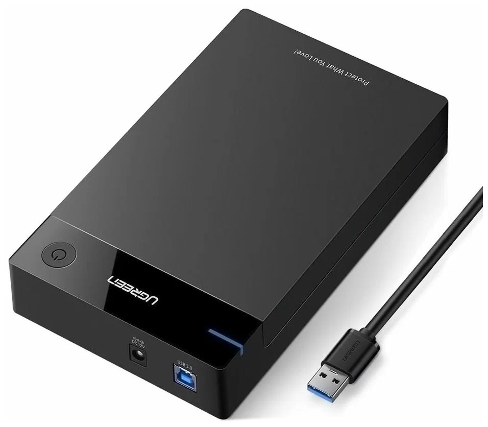 

Внешний бокс Ugreen US222, 1x2.5"/3.5" USB 3.0, пластик, черный (50422), US222