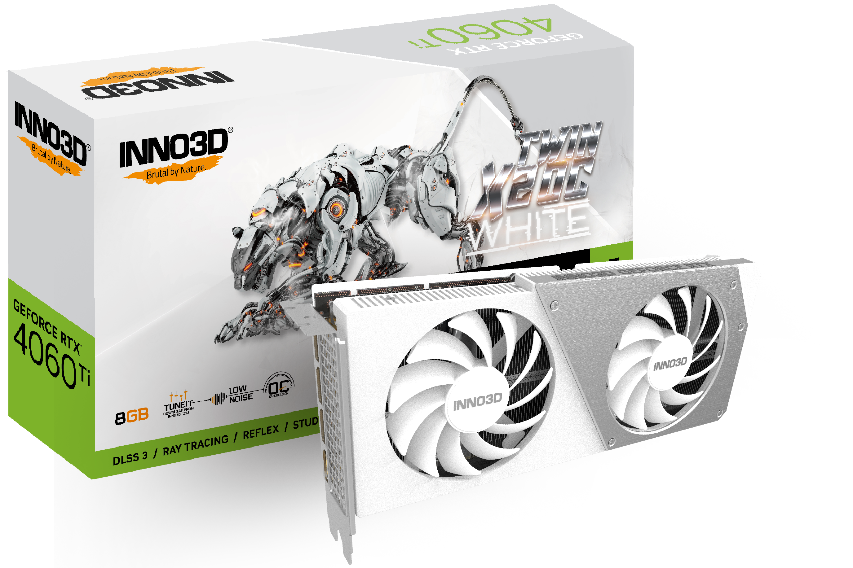 

Видеокарта Inno3D NVIDIA GeForce RTX 4060Ti TWIN X2 OC WHITE, 8Gb GDDR6, 128 бит, PCI-E, HDMI, 3DP, Retail (N406T2-08D6X-171153W), TWIN X2 OC WHITE