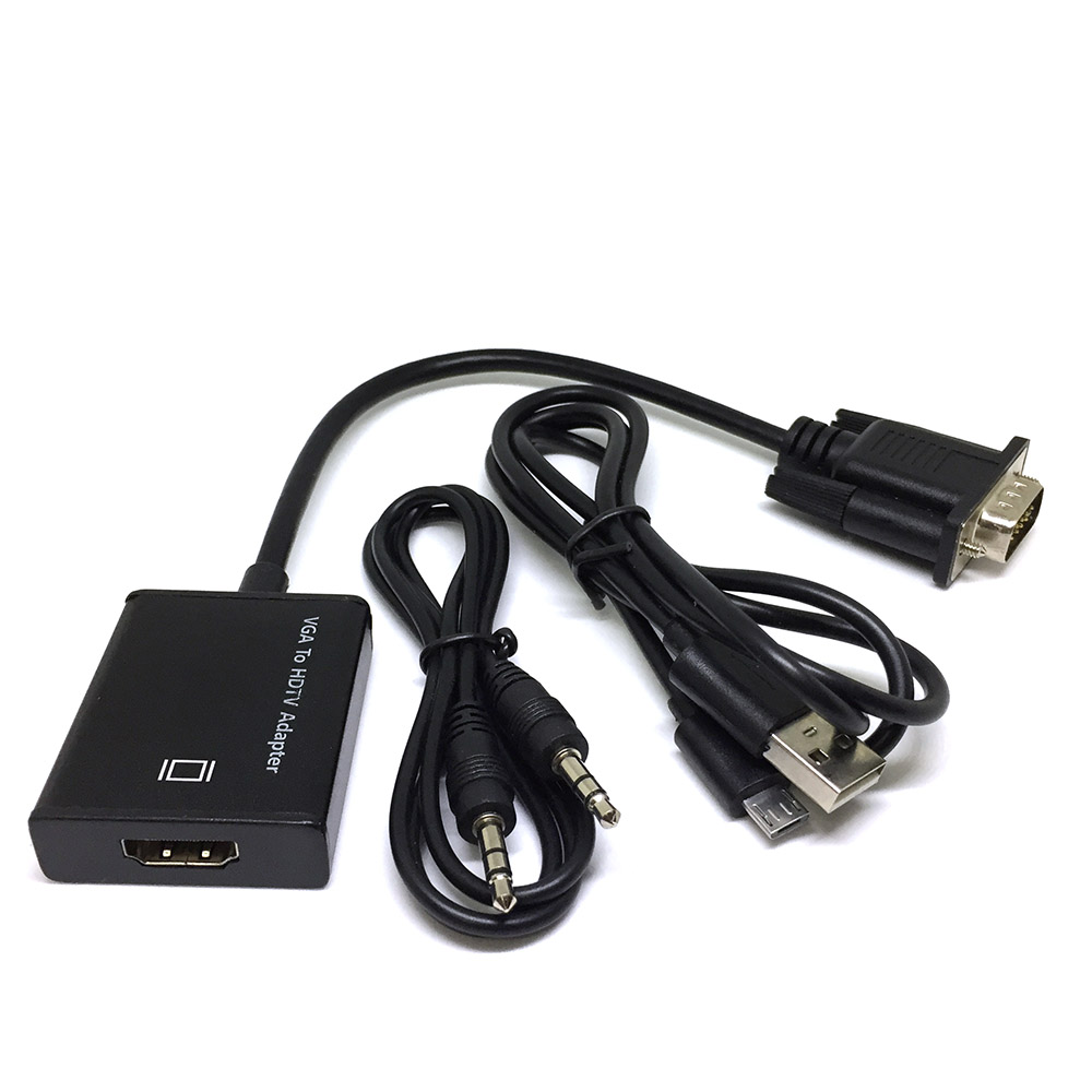 Конвертер Espada HCV0201, VGA(15M)-HDMI(19F)/Jack 3.5mm(F), черный