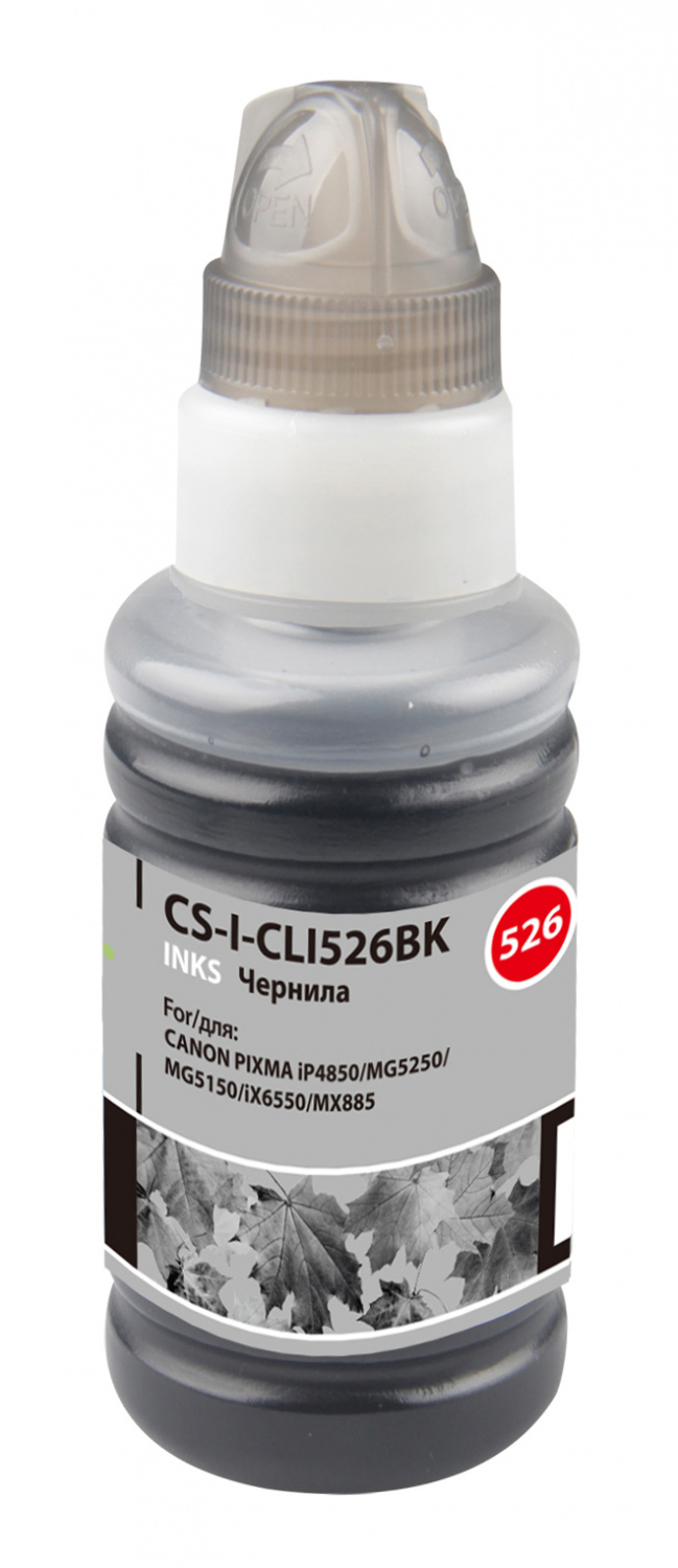 

Чернила Cactus CS-I-CLI526BK, 100 мл, черный, совместимые для Canon Pixma iP4850 / MG5250 / MG5150 / iX6550, CS-I-CLI526BK