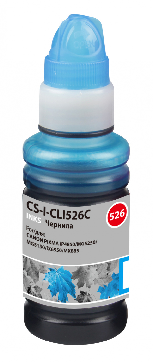 

Чернила Cactus CS-I-CLI526C, 100 мл, голубой, совместимые для Canon Pixma iP4850 / MG5250 / MG5150 / iX6550, CS-I-CLI526C