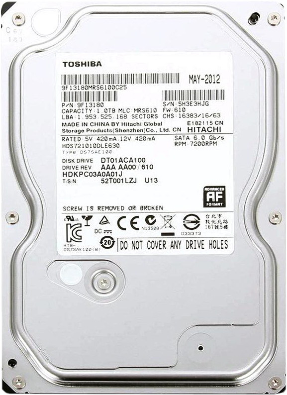 Жесткий диск (HDD) Toshiba 1Tb, 3.5", 7200rpm