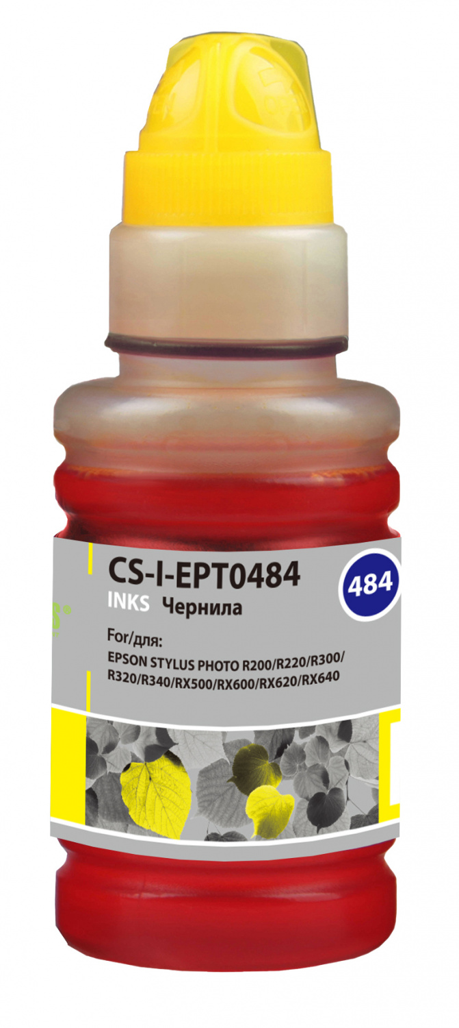 

Чернила Cactus CS-I-EPT0484, 100 мл, желтый, совместимые для Epson Stylus Photo R200 / R220 / R300 / R320 / R340, CS-I-EPT0484