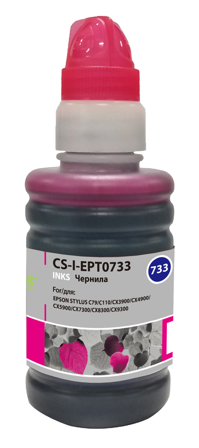 

Чернила Cactus CS-I-EPT0733, 100 мл, пурпурный, совместимые для Epson Stylus С79 / C110 / CX3900 / CX4900 / CX5900, CS-I-EPT0733