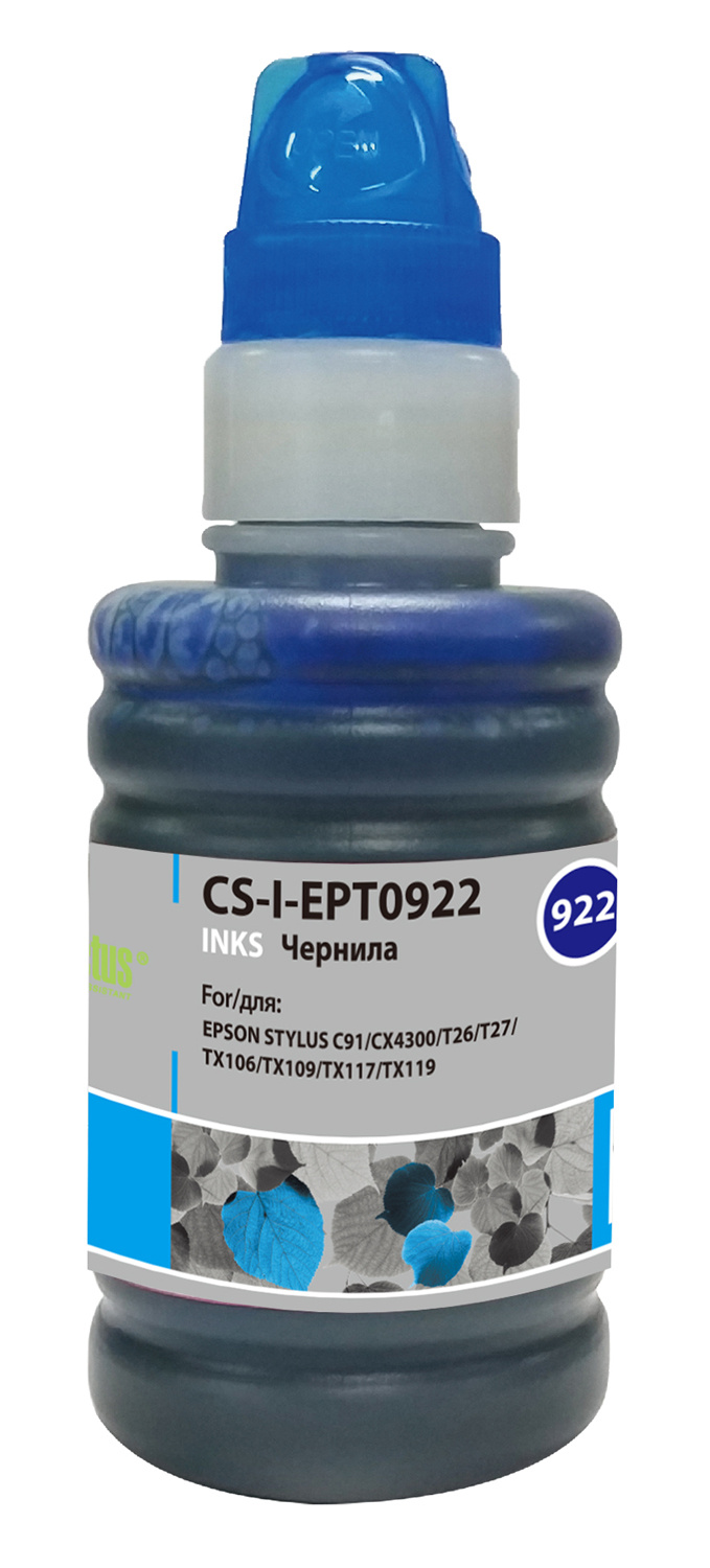 

Чернила Cactus CS-I-EPT0922, 100 мл, голубой, совместимые для Epson Stylus C91 / CX4300 / T26 / T27 / TX106 / TX109, CS-I-EPT0922