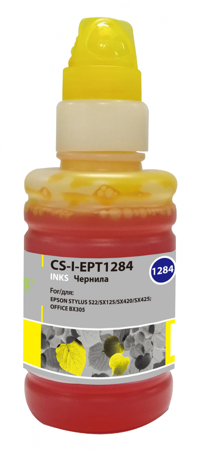 

Чернила Cactus CS-I-EPT1284, 100 мл, желтый, совместимые для Epson Stylus S22 / SX125 / SX420 / SX425, Office BX305, CS-I-EPT1284
