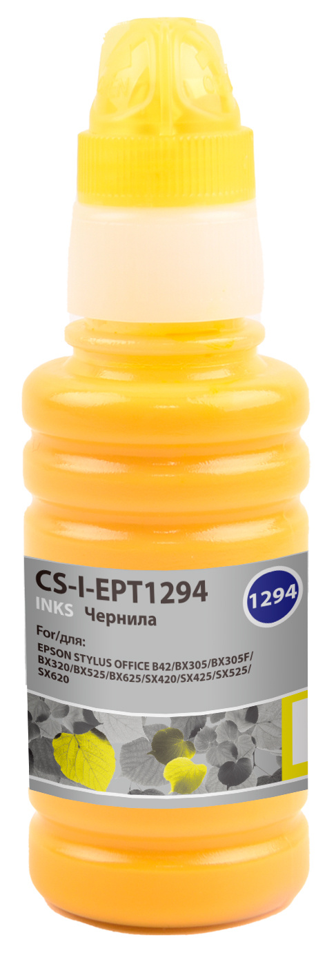 

Чернила Cactus CS-I-EPT1294, 100 мл, желтый, совместимые для Epson Stylus Office B42 / BX305 / BX305F / BX320 / BX525, CS-I-EPT1294