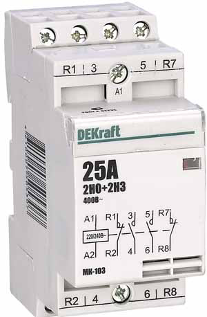 

Контактор модульный 25А 230 В, AC, 2НО + 2НЗ, DEKraft 18069DEK (18069DEK), 18069DEK
