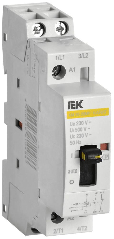 

Контактор модульный двухполюсный (2P) 20А 230 В, AC, IP20, IEK КМ20-20МР (MKK12-20-20), КМ20-20МР