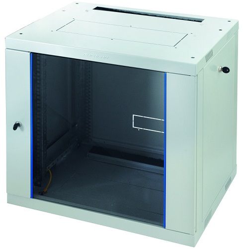 Шкаф телекоммуникационный настенный 12U 600x450 мм, стекло/металл, серый, Eurolan Racknet F30 (60W-12-64-31GY)
