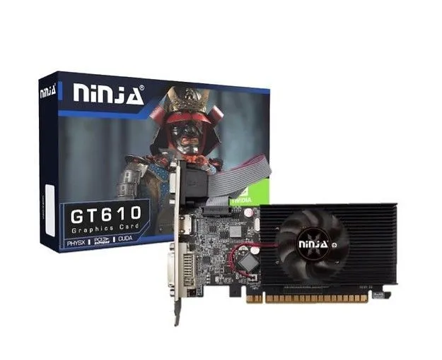 Видеокарта Ninja NVIDIA GeForce GT 610, 2Gb DDR3, 64 бит, PCI-E, VGA, DVI, HDMI, Retail (NF61NP013F) - фото 1