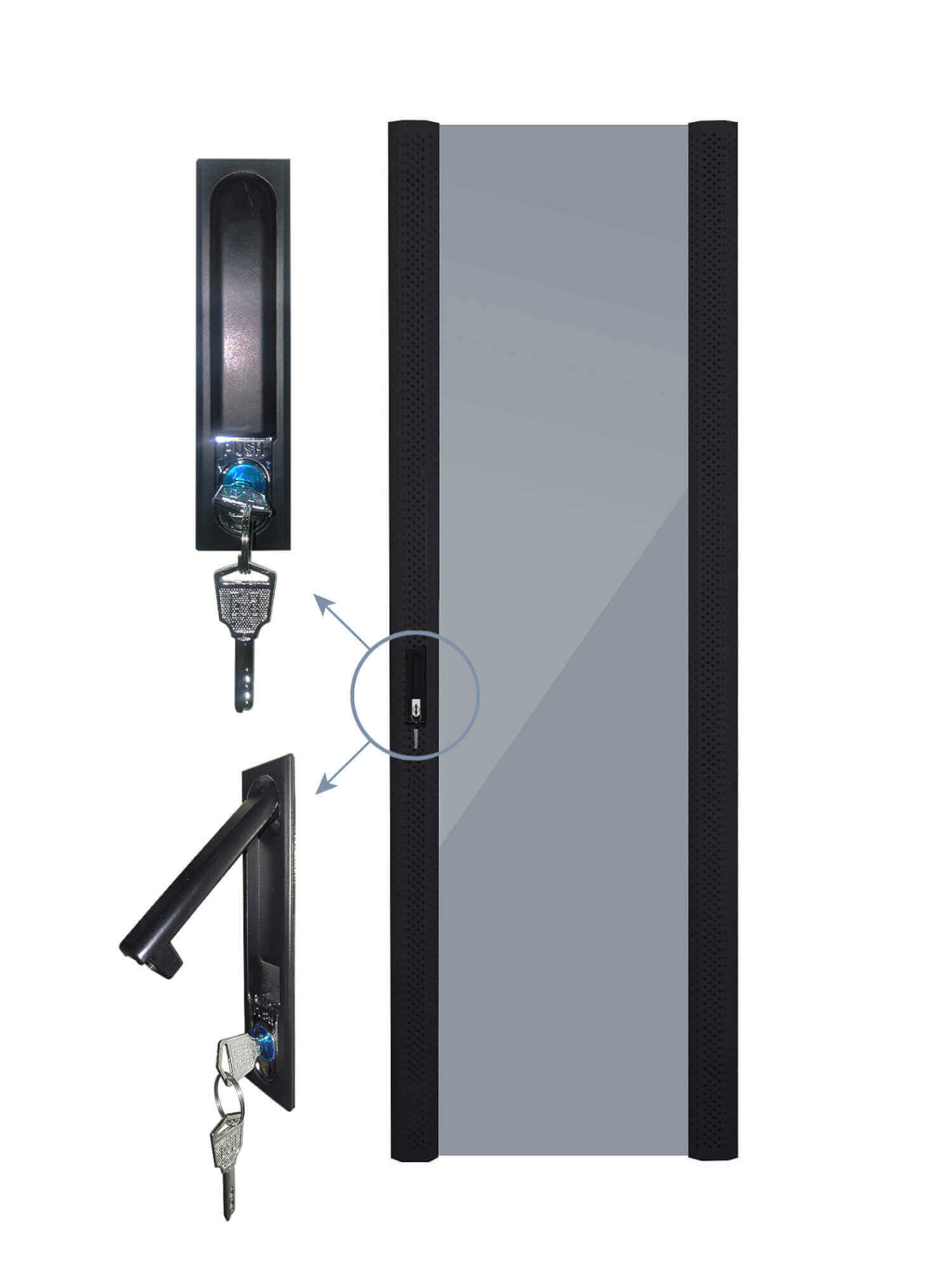Дверь для шкафа Netko серии Expert 37U Ширина 600, стеклянная, черная (N.FRTD-V.37U.65188.BK)