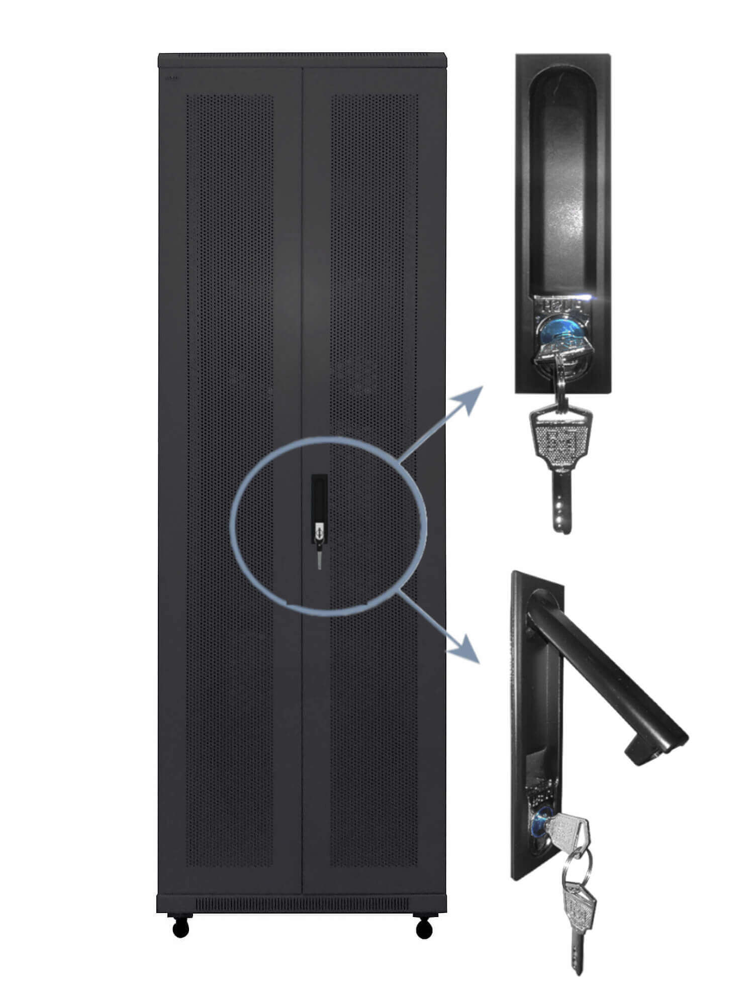 Дверь для шкафа Netko серии Expert 42U Ширина 600, металлическая, с перфорацией, двойная, черная (N.FRTD-Z.42U.65181.BK)