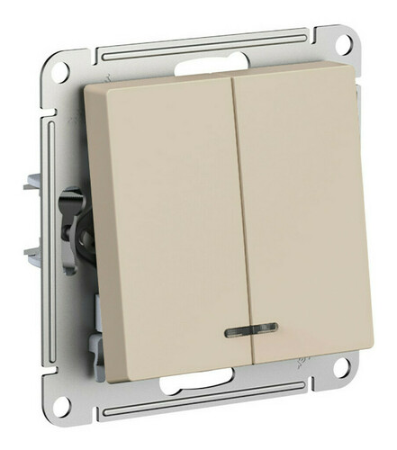 

Выключатель Schneider Electric AtlasDesign ATN001253, 2кл., индикатор/подсветка, скрытый монтаж, в сборе, песочный (ATN001253), ATN001253