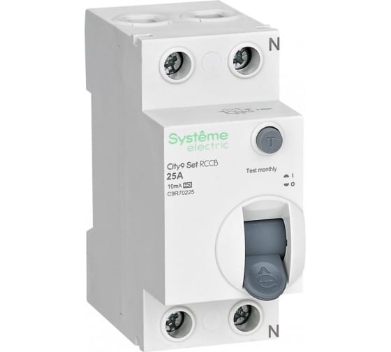 

Выключатель дифференциальный (УЗО) C9R70225, 2P, 25А, 10мА, тип A, Systeme Electric (C9R70225), C9R70225