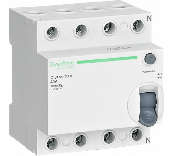 Выключатель дифференциальный (УЗО) C9R56440, 4P, 40А, 100мА, тип AC, Systeme Electric