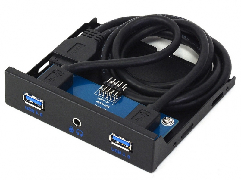 Панель в отсек 3.5 Crown CM-CP3.5U32A, 2 * USB 3.0(1-2) (A); 1 * ComboAudio (4pin) SPK+MIC; Сплиттер в комплекте (для параллельного подключения стандартного дуплекса SPK+MIC), черный (CM000003532)