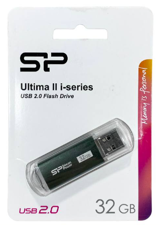 Флешка 32Gb USB 2.0 Silicon Power Ultima II i, зеленый (SP032GBUF2M01V1N)