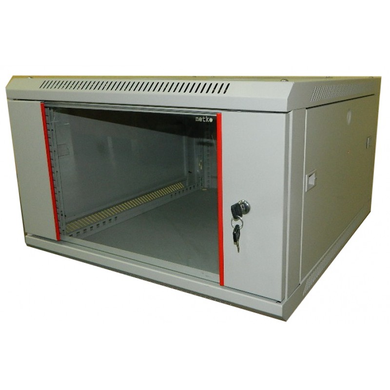 Шкаф телекоммуникационный настенный 6U 600x650 мм, стекло, серый, разборный, Netko WM (WM 6606.900-L)