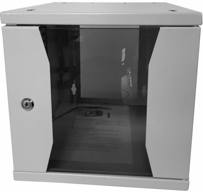 Шкаф телекоммуникационный настенный 6U 368x315 мм, стекло, серый, в сборе, Netko COMPACT (N.COM.3306GXA.65626.GY)
