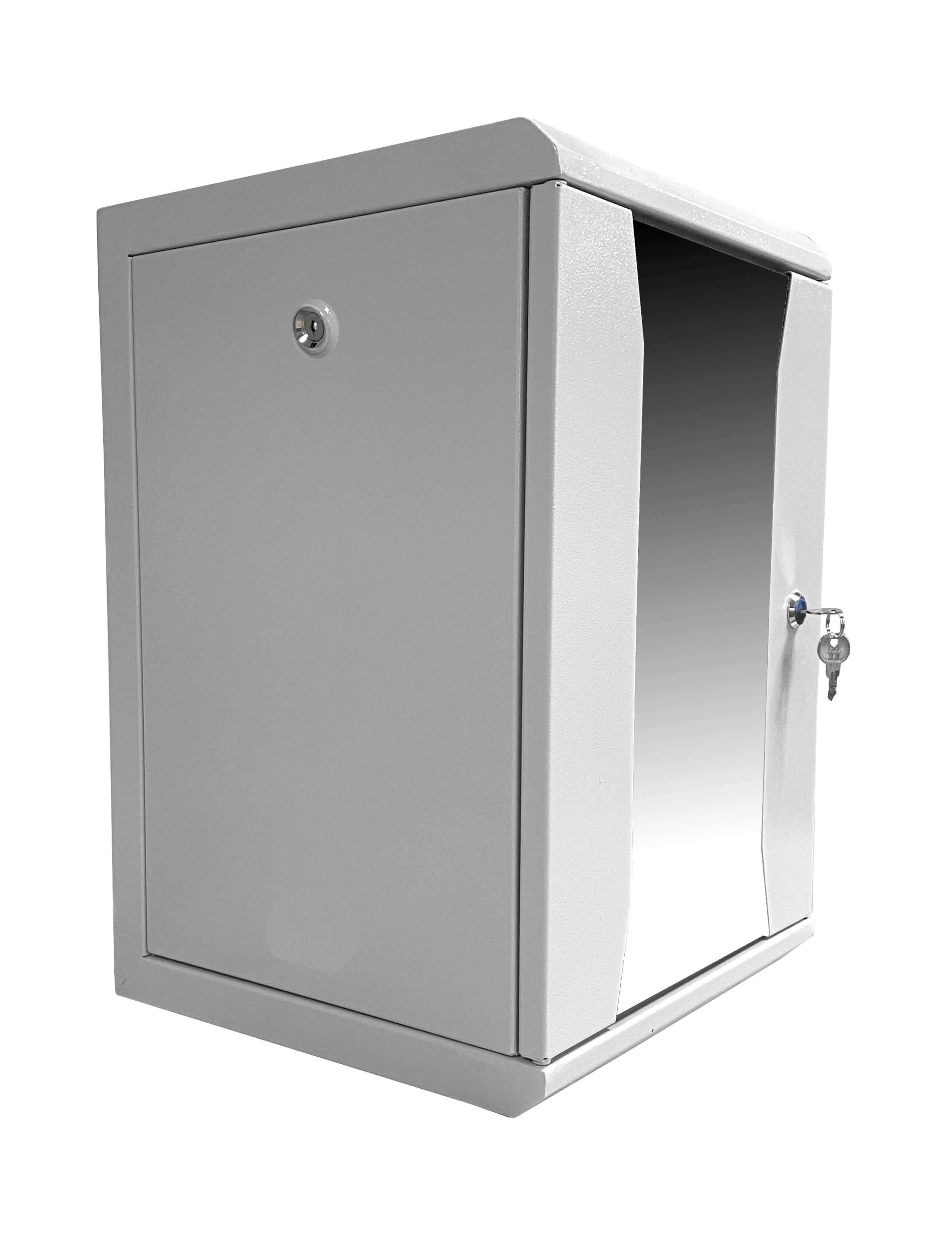 Шкаф телекоммуникационный настенный 9U 320x315 мм, стекло, серый, в сборе, Netko COMPACT (N.COM.3309GXA.66532.GY)